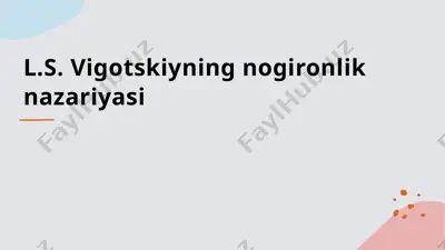 l.s. vigotskiyning nogironlik nazariyasi — PPTX