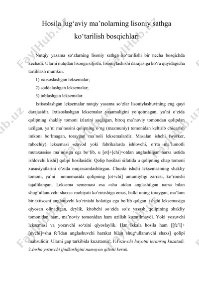 hosila lug‘aviy ma’nolarning lisoniy sathga ko‘tarilish bosqichlari — DOCX