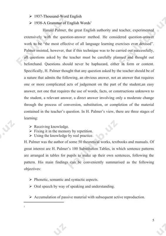 c pedagogy based on insights from philologists, phoneticians, grammarians, lexicologists, modern pedagogy and psychologists, with these insights placed in such order and with such observance of proportion that the inevitable conclusions will suggest themselves. two initial points relating to the the originality of palmer‘s thinking is worth the making here. firstly, palmer‘s conception of the linguistic foundations of language teaching and learning appear broader than sweet‘s, whose appears firmly on phonetics as the indispensable foundation of language study, with considerations relating to phonetics and pronunciation taking up five of the first six chapters of sweet‘s book. secondly, the sources of insight indicated as relevant in sstl are not confined even to this wider conception of language-study involving insights from philologists, phoneticians, grammarians, and lexicologists. palmer‘s willingness to admit insights from modern pedagogy‘ and psychologists makes his conception broader than that of sweet with his attachment to phonetics, and broader than …