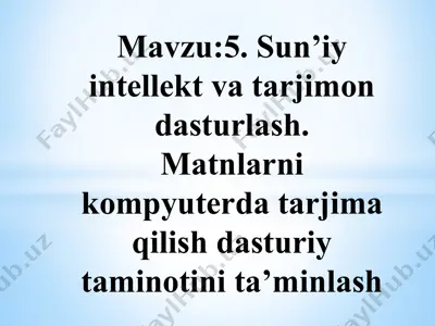 sun’iy intellekt va tarjimon dasturlash — PPTX