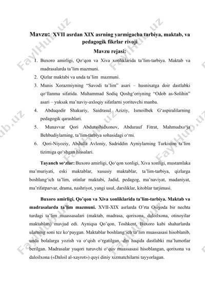 tarbiya va pedagogik fikrlar xvii-xix asrlarda — DOCX
