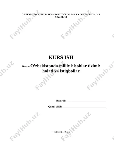 o'zbekistonda milliy hisoblar tizimi: holati va istiqbollar — DOCX