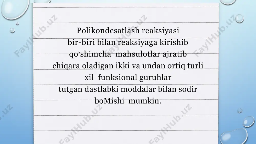 polikondesatlanish usuli orqali olinadigan sanoat polimerlari - Page 4