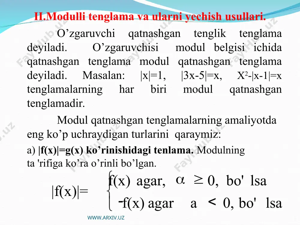 tenglamalarni yechish) 4. www.ziyo.net. 5. www.ref.uz. www.arxiv.uz www.arxiv.uz www.arxiv.uz www.arxiv.uz