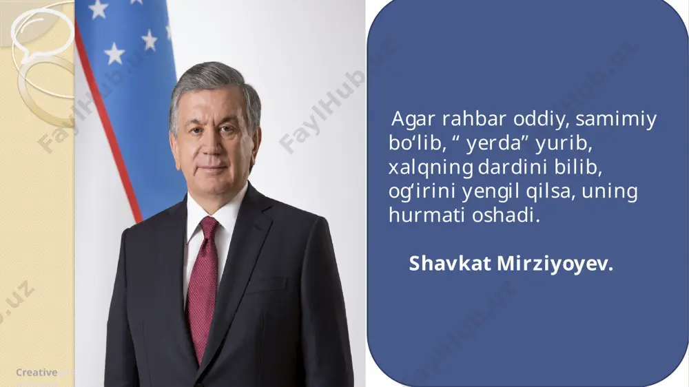 niy jurnal- 2023 oktyabr. 2. sh. po‘latov “ ta’lim menejmenti yoxud ta’lim muassasasini ilmiy-metodik boshqarishga innovatsion yondashuv ”- “yosh kuch”toshkent-2022 3. r.x.djurayev, s. t. turg‘unov “ta’lim menejmenti”. “voris –nashriyoti” toshkent-2006 4. n.shomuratova, i. maxmudov “ boshqaruv psixologiyasi”.toshkent-2019 5. n. boymuradov “ rahbar psixologiyasi”-“yangi asr avlodi” toshkent-2007 6. view of yaponiya va xitoyning boshqaruv modellari- journal of fundamental studies https://scienceforum.ru/2017/article/2017032820 https://scipress.ru/pedagogy/arti cles/soprotivlenie-personala-organizatsionnym-izmeneniyam-v-obrazovatelnoj-organizatsii.html https://www.gd.ru/articles/11571-modeli- menedjmenta?openpage=5d95fdb&utm_medium=tg&utm_source=tg_bot&utm_campaign=tg_ope npage_bot www.runn.io www.lex.uz www.ziyonet.uz mavzuga oid adabiyotlar tahlili creative presentation template creative presentation template zamonaviy pedagogik jarayonda ta’lim muassasasi oldiga maqsad qo’yishda mavjud ehtiyoj va muammolarni tahlil qilish maktabning yaqin kelajakdagi rivojlanishini ifodalash, jamoaviy faoliyat va maqsadlar birligini shakllantirish shaffoflik, hamjihatlik, bag‘rikenglik, o‘zaro ishonch izzat-hurmat, xavflizlik, do‘stona muhitni yaratish orqali o‘zgarishlarga qarshi bo‘lgan xodimlarni jamoaviy ishlarga jalb etish mavzuni o’rganishdan maqsad creative presentation template creative presentation template 1.jamoani to‘liq o‘rganib chiqish 2.jamoadagi muammolarni aniqlash 3.jamoadagi guruhbozlikka chek qo‘yish 4.jamoaning “vijdoni” bo‘lgan ustozlarni aniqlash 5.jamoadagi “norozi qatlam” ni …