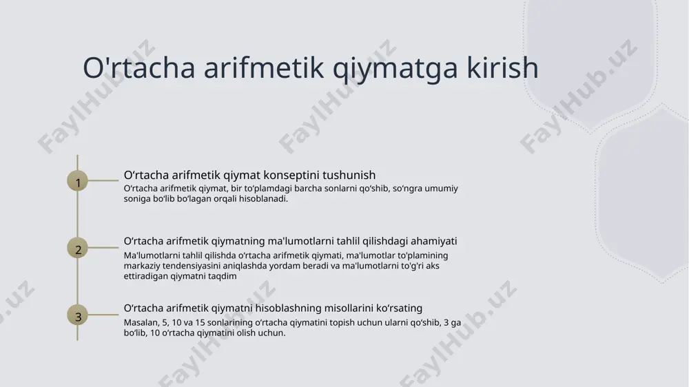 n, sinfdagi bir o'quvchining o'rtacha bahosini topish uchun, barcha baholarni qo'shib, o'quvchilar umumiy soniga bo'lib bo'ladigan. standart og'ishni tushunish oʻrtacha ogʻirlikning konseptsi oʻrtacha ogʻirlik qiymati qiymatlar toʻplamining farq yoki tarqalganligini oʻlchaydi. masalan, agar ma'lumotlar toʻplamingizning oʻrtacha ogʻirlik qiymati kichik bo'lsa, bu degani oʻrtacha ogʻirlikni hisoblash standart deviasiyaning hisoblanishi uchun, avval ma'lumotlar to'plamining o'rtasini toping. so'ngra, har bir qiymat uchun, uning va o'rtasining farqini toping, natijani kvadratga oshiring va bu kvadrat oʻrtacha ogʻirlikning ahamiyati oʻrtacha ogʻirlik muhim, chunki u ma'lumotlar to'plamini ifodalovchi oʻrtacha sifatida ishonchli miqdorni taqdim etadi. u ma'lumotlar tarqalishini tushunishga va ma'lumotlarning o'zgar standart og'ishning ahamiyati oʻzgaruvchanlik miqdori oʻrtacha ogʻirlik qiymati qiymatlarning oʻrtachasidan qanchalik farq qilishini oʻlchaydi va ma'lumotlar tarqalishiga tushunish beradi. risk baholash vositasi moliyada, standart deviasiya, investitsiyaga bog'liq riskni baholash uchun foydalaniladi, undagi daromadlarining volatilnostini tahlil qilish orq muqobil ma'lumot to'plamlarini taqqoslash oʻrtacha ogʻirlik ma'lumotlar to'plamlarining tarqalishini taqqoslashda yordam beradi, ularning o'rtasidagi farqliliklarni yaxshilashga imkon beradi. standart …