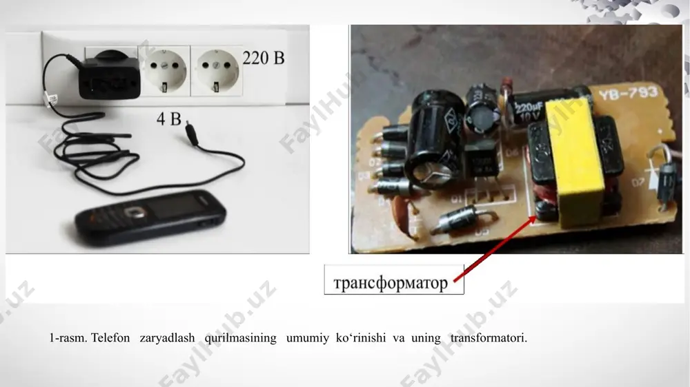 quriganda qattiq dielektrik qatlam hosil qiladi. qatlam hosil qilish uchun tabiiy va sintetik smolalar ishlatilsa, erituvchi sifatida benzol, spirt, aseton kabi tez uchuvchi suyuqliklar ishlatiladi. kam quvvatli transformatorlarning va elektromagnitik relelarning chulg‘amlarida ko‘proq ml-92 markali lak eng ko‘p ishlatiladi. 6-rasm ml-92 markali lak 7-rasm. chulg‘am simlarini izolyatsiyalovchi lentalar bilan o‘rash 8-rasm. elektr uzatish liniyalarining moyli transformatlorlari. image1.jpeg image3.png image4.png image5.png image6.png image7.png image8.png image9.png image10.png image11.png image12.png image13.png image14.png image2.jpeg /docprops/thumbnail.jpeg