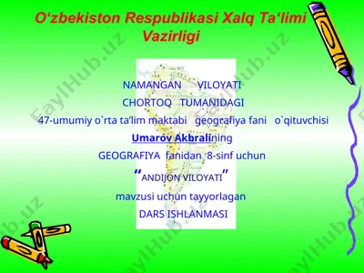 andijon viloyati dars ishlanmasi — PPT