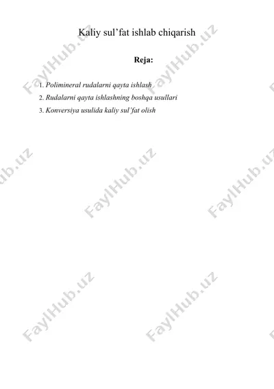 kaliy sul’fat ishlab chiqarish — DOCX