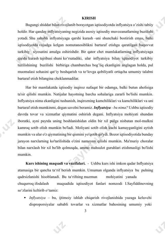 iqsa bir iqtisodiy tizimdan ikkinchi bir iqtisodiy tizimga o’tayotgan mamlakatlarda inflyatsiyaning iqtisodiyotga ta’siri ancha xavfli. chunki, bu davr narxlarning erkinlashuvi va shunga muvofiq ularning umumiy darajasi keskin oshib ketishi bilan bog’liq. ammo inflyatsiya davrida barcha tovarlarning narxlari ham oshavermaydi: ayrimlariniki barqaror bo’lib tursa, ba’zilariniki esa tushishi mumkin. “inflyatsiya” atamasi ilk bor shimoliy amerikada 1861-1865 yillardagi fuqarolar urushi davrida qo’llanildi. inflyatsiyaning atamasi muomaladagi qog’oz pul massasining tovarlarning real taklifiga nisbatan haddan ziyod ko’payib ketishi holatini izohlangan. . ammo inflyatsiyaning bunday tavsifi mukammal emas va uning sabablarini ochib bermaydi. umuman olganda inflyatsiya pul muomalasi qonunlarining buzilishi shakli sifatida makroiqtisodiy muvozanatning buzilishini, talab va taklif nomutanosibligini anglatadi. keynschlar maktabi namoyondalari bunday nomutanosiblikning sababi to’liq bandlik sharoitida talabning haddan ziyod bo’lishida deb bilishadi. shu sababli ular ishlab chiqarish quvvatlaridan foydalanish darajasi past bo’lsa byudjet taqchilligi va qo’shimcha pul chiqarish yo’li bilan xarid qobiliyatini, boshqacha aytganda yalpi talabni ko’paytirish inflyatsiyaga olib kelmaydi deb hisoblashishadi. neoklassik …