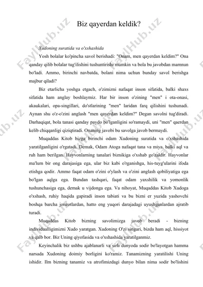 biz qayerdan keldik — DOC