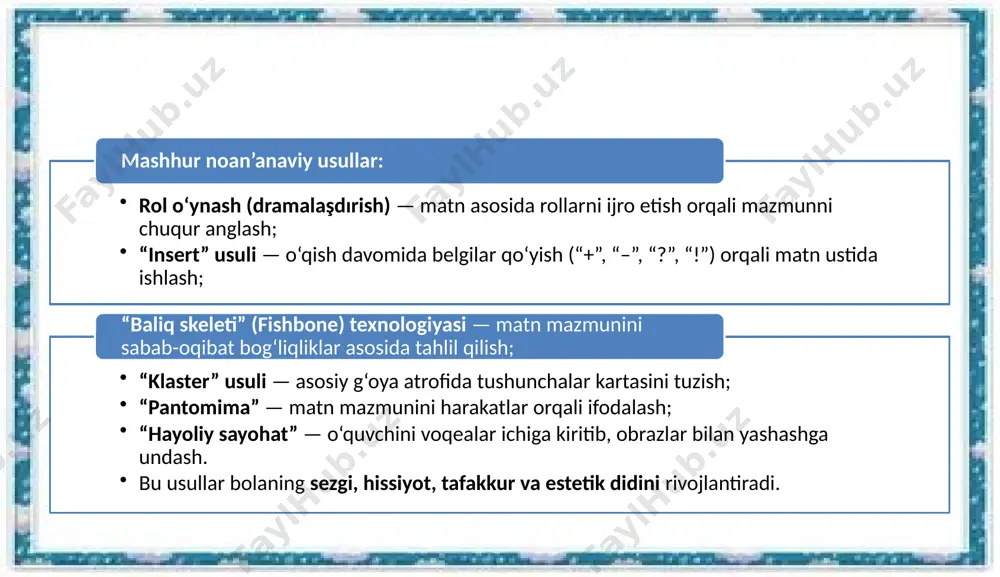 o‘qish savodxonligi darslarida noan’anaviy usullardan foydalanish - Page 5