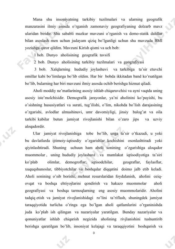 inuvi, umr davomiyligi, jinsiy balog’at va oila tarkibi kabilar butun jamiyat rivojlanishi bilan o’zaro jips va uzviy aloqadordir. ular jamiyat rivojlanishiga tobe bo’lib, unga ta’sir o’tkazadi, u yoki bu davlatlarda ijtimoiy-iqtisodiy o’zgarishlar kechishini osonlashtiradi yoki qiyinlashtiradi. shuning uchuun ham aholi sonining o’zgarishiga aloqador muommolar , uning hududiy joylashuvi va mamlakat iqtisodiyotiga ta’siri ko’plab olimlar, demogroflar, iqtisodchilar, geograflar, faylasflar, xuquqshunoslar, tibbiyotchilar va boshqalar diqqatini doimo jalb etib keladi. aholi sonining o’sib borishi, mehnat resurslaridan foydalanish, aholini oziq-ovqat va boshqa ehtiyojlarini qondirish va hakazo muommolar aholi geografiyasi va boshqa tarmoqlarning eng asosiy muommolaridir. aholini tadqiq etish va jamiyat rivojlanishidagi ro’lini ta’riflash, shuningdek jamiyat taraqqiyotida turlicha o’ringa ega bo’lgan aholi qatlamlarini o’rganinishda juda ko’plab ish qilingan va nazariyalar yaratilgan. bunday nazariyalar va qonuniyatlar ishlab chiqarish negizida aholining rivjlanishini tushuntirib berishga qaratilgan bo’lib, insoniyat kelajagi va taraqqiyotini boshqarish va bashorat qilishda muhim ro’l o’ynaydi. shuni ta’kidlash joizki, aholining rivojlanishi haqidagi nazariyalar vaqt nuqtai nazardan …