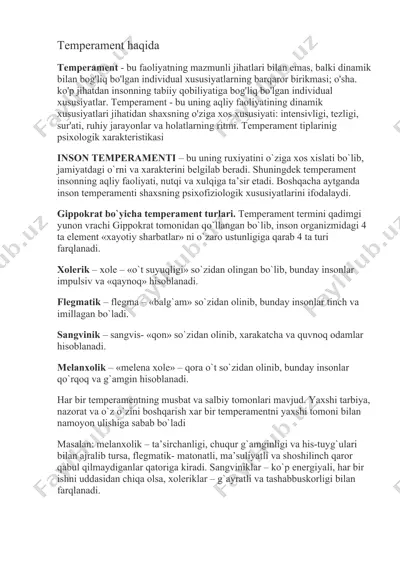 temperament haqida — DOCX