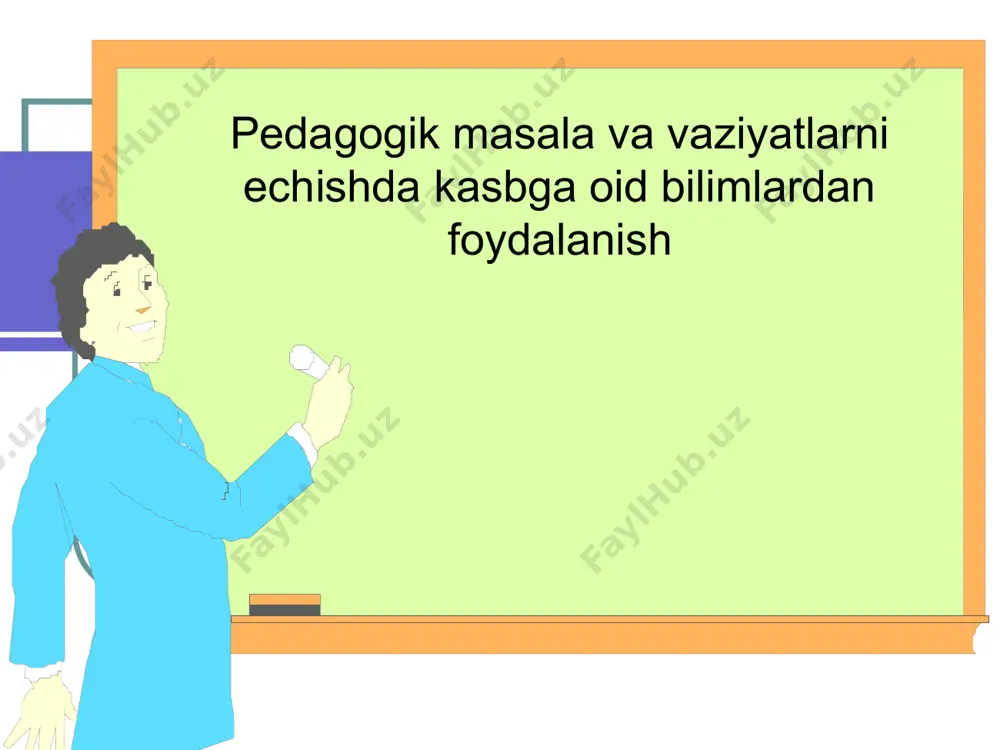 xloqiy sifatlari, xulqiga, o’quvchilar bilan muomalasiga nisbatan alohida, yuksak talablar qo’yiladi. muallim hayotga endigina kirib kelayotgan, barkamol shaxs sifatida shakllanayotgan insonlar-yosh bolalar bilan muloqotda bo’ladi. bolalar ta‘lim-tarbiya jarayonida umuminsoniy va milliy axloq normalarini (mezonlarini) o’zlashtiradi. o’quvchi muomala metodini asosan o’qituvchi timsolida anglab oladi. sevimli muallim bola uchun bir umr ideal, ibrat, namuna bo’lib qolishi ham mumkin. xizmat ko’rsatgan o’qituvchi respublikamiz o’qituvchilari orasida o’z ishining ustasi, xalq o’qituvchisi, xizmat ko’rsatgan o’qituvchi deb tan olingan, ota – onalar, yoshlar e‘zozlab ustoz deb ataydigan mo’‘tabar insonlar ko’plab topiladi.ular pedagogik ishda fidoyilik ko’rsatib, muallimlik burchini yuksak darajada bajarib, bolalarga bilim berib o’lar qalbiga halolik, guzallik, metod axloq nurini singdira loganliklari, xushmomila bo’lganlari uchun ham bunday obro’ va hurmatga erishganlar. pedagogik jarayon, tarbiya jarayoni, odamlarning tabiati shu darajada murakkabki muallim ba‘zan istasa-istamasa qo’polik qilishga “majbur” bo’ladi pedagog talaba yoshlar tarbiyasida, ularning axloqiga ta`sir etadi dilini o’rinsiz ranjitadigaplar o’qishdan sovutish talabchanlik o’qituvchi metodining normalaridan biri hisoblanadi …