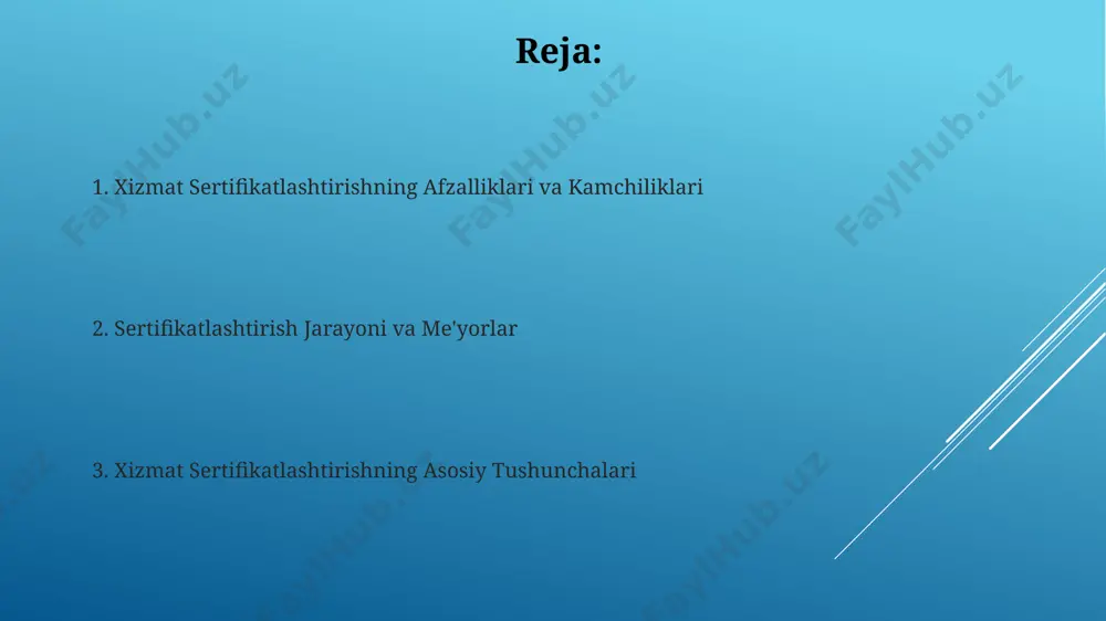 a 20 dan ortiq shartnomalar tuzilgan holda, "akkreditatsiya va sertifikatlashtirish organlari"ning xalqaro hamkorligi rivojlanmoqda. “akkreditatsiya va sertifikatlashtirish organlari” o‘zbekiston respublikasida 100 dan ortiq akkreditatsiyadan o‘tgan sertifikatlashtirish organlari mavjud bo‘lib, ularning 30 foizi toshkent shahrida joylashgan. xulosa va tavsiyalar сертификация жараёнини соддалаштириш ва харажатларни 20% га камайтириш мақсадида, электрон тизимни жорий этиш ва 10 та давлат органлари билан ҳамкорликни йўлга қўйиш таклиф этилди. сертификация хизматларини яхшилаш учун 2023 йилда тошкент шаҳрида ўтказилган тадқиқот натижаларига кўра, 5 та асосий камчилик аниқланди ва уларни бартараф этиш бўйича аниқ тавсиялар берилди. talablar va standartlar тошкент шаҳридаги аккредитациядан ўтган 15 тадан ортиқ сертификатлаш органи хизматлар сифатига бўлган талаблар ва стандартларни баҳолашда фаолият юритади. iso 9001 халқаро стандартига мувофиқ сертификатлашнинг 2023 йилдаги маълумотларига кўра, ўзбекистондаги хизмат кўрсатиш соҳасидаги 500 дан ортиқ компания iso сертификатига эга. muvaffaqiyatli misollar samarqand viloyatida joylashgan 20 ta it kompaniyasi, soc 2 auditini muvaffaqiyatli yakunlab, xalqaro bozorda raqobatbardoshligini 30% ga oshirdi va …