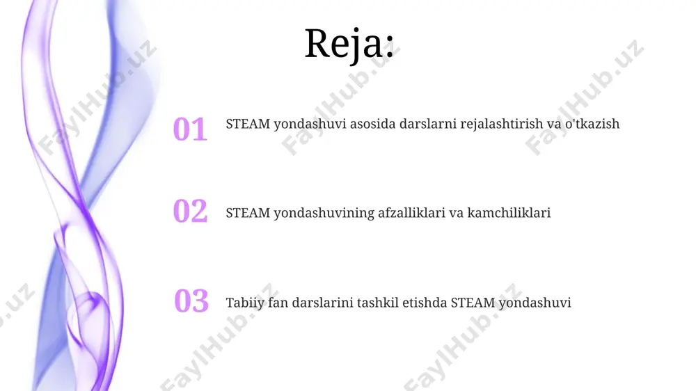 st bo'lib qolmoqda. tabiiy fan darslarini tashkil qilishda steam yondashuvining mohiyati tabiiy fanlar bo'yicha 20 ta turli tajriba o'tkazish orqali, steam yondashuvi samarqanddagi maktablarda o'quvchilarning matematik va muhandislik fikrlashini 30% ga oshirdi. steam yondashuvi tabiiy fan darslarida 5-11 yoshli o'quvchilar uchun amaliy loyihalar, masalan, toshkentdagi suv tozalash tizimini modellashtirish orqali muammolarni hal qilish ko'nikmalarini rivojlantiradi. steam yondashuvi orqali muammolarni hal qilish steam integratsiyasi samarqanddagi maktablarda 10 ta turli fanlardan 80 nafar o‘quvchilarga muhandislik dizaynining 7 bosqichini qo‘llagan holda suv tozalash tizimini yaratish vazifasini berdi. steam yondashuvi orqali 5-sinf o‘quvchilari toshkentdagi 20 ta turli xil o‘simlik namunalarini o‘rganib, ularning fotosintez jarayonini 3d model yordamida tushunishdi. steam yondashuvi bo'yicha qo'shimcha resurslar steam ta'limi uchun 300 dan ziyod interaktiv o'yin va dasturlarni o'z ichiga olgan "educaplay" platformasidan foydalanish mumkin, shu jumladan 150 dan ortiq fizikaga oid simulyatsiyalar va 50 ta virtual laboratoriya mavjud. steam yo'nalishi bo'yicha qo'shimcha resurslar sifatida 50 dan ortiq onlayn …