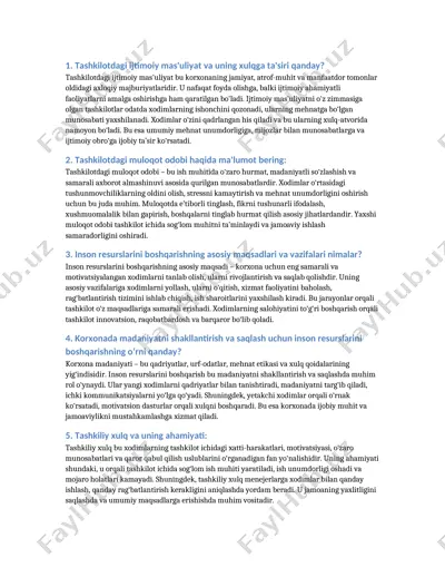 tashkilotdagi ijtimoiy mas'uliyat va uning xulqga ta'siri — DOCX