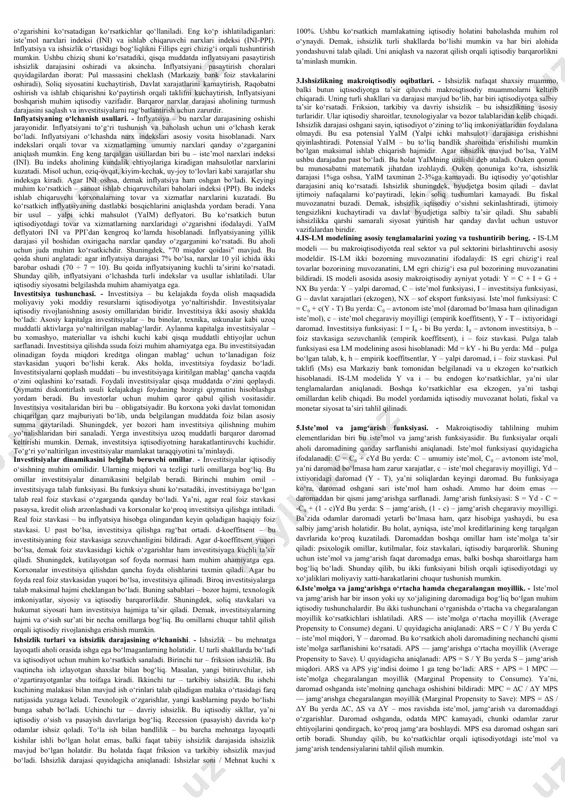 i ustidan nazorat olib borish va foiz stavkalarini belgilashdir. tijorat banklari esa jismoniy va yuridik shaxslarga moliyaviy xizmatlar ko‘rsatadi. ular universal banklar va ixtisoslashgan banklarga bo‘linadi. universal banklar keng doiradagi xizmatlar ko‘rsatsa, ixtisoslashgan banklar ma’lum sohalarga xizmat qiladi, masalan, qurilish, eksport-import banklari. tijorat banklarining asosiy funksiyalari quyidagilardan iborat: aholidan omonatlarni jalb qilish, kreditlar berish, to‘lovlarni amalga oshirish, hisob-kitob operatsiyalarini bajarish, valyuta ayirboshlash xizmatlari va moliyaviy maslahatlar berish. shu tariqa bank tizimi iqtisodiyotning yuragi bo‘lib xizmat qiladi. 2.budjet taqchilligi (defitsiti) va ortiqchaligi (profesiti)ning mohiyatini va kelib chiqishi sabablarini tushuntirib bering. - budjet – bu davlatning yillik daromad va xarajatlari rejasidir. budjet holati ikki xil bo‘lishi mumkin: taqchillik (defitsit) yoki ortiqchalik (profitsit). agar budjet daromadlari xarajatlardan kam bo‘lsa, budjet taqchilligi yuzaga keladi. aksincha, agar daromadlar ko‘p bo‘lsa, budjet ortiqchaligi vujudga keladi. bu holatlar ko‘pincha soliq tushumlari va budjet xarajatlarining o‘zgarishi bilan bog‘liq. taqchillikning bir necha sabablari bo‘ladi. masalan, daromadlarning kamayishi, soliq tushumlarining …