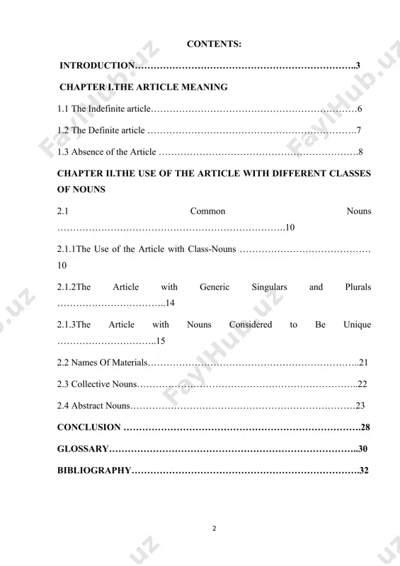 n measures to bring the activity of popularizing the study of foreign languages to a qualitatively new level in the republic of uzbekistan»] the subject of course work is to develop and improve language and to understand importance of a articles, and also how to learn use a articles correctly. the object of course work is to study a type of a articles, effective ways of teaching in english language. the objectives of this studies were: 1. to develop students' written expression of thought 2. to provide learners opportunities to explore ideas 3. to build connections between content areas. the aim of this course work is to understand teaching articles for students by useful methods and benefits of writing. the actuality of this course work is determined by teaching articles with help of exercises, activities. the novelty of this course work is that the analysis teaching article is being studied …