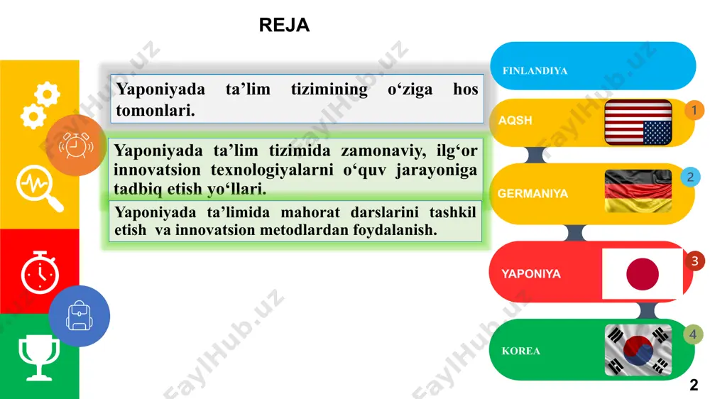 iya maktablarining asosiy muammosi – ayniqsa, o’rta maktabda bu mashaqqatli imtihonlar bo'lib, ularning har biri bir necha soatlik mashaqqatli mehnatni va unga tayyorgarlik ko'rish jarayonida ko'proq vaqtni talab qiladi. vaqti-vaqti bilan aynan shu imtihonlar maktab o'quvchilarini ayrimlarini o'z joniga qasd qilishlariga sabab bo'ladi. umumta’lim maktablarida fanlar qatoriga ingliz tili va bir qancha maxsus tanlash fanlarni kiritiladi. ushbu fanlarning tarkibi maktabga bog'liq. o'rta maktab dasturi o'rta va boshlang'ich maktab dasturlariga qaraganda bir oz ko'proq xilma-xildir, ammo talabalarga ma'lum bir bilim sohasida ixtisoslashish uchun ko'proq imkoniyatlar beriladi. "dudlangan kolbasa" metodi (bolalarni kitob o'qishga qiziqtiradigan metod) 📚 bir necha kun davomida bolaning yoshi, qiziqishiga mos, "ravon" tilda yozilgan asardan parcha o‘qib berasiz. 🗣 kitob o'qish jarayoni zerikarli tus olmasligi uchun mutolaa jarayoni cho‘zilib ketmasligi kerak. 💡 ma’lum vaqtdan keyin asarning rejadagi qismi tugagach, bolakay yana bir parcha xohlab qoladi. bu usul doimiy takrorlangandan so'ng, ko'p o'tmay bolada kitob mutolaasiga xohish refleksi hosil bo'ladi. …