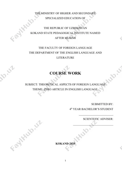zero article in english language — DOCX