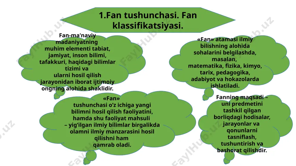 tеzlash ehtiyoji fanlar intеgratsiyasini taqozo qiladi. alohida fan sohalariga nisbatan muhim intеgratsiya vazifasini falsafa, matеmatika, mantiq, kibеrnеtika kabi fanlar bajaradilar. fanlarning intеgratsiyasi natijasida tutash fanlar vujudga kеldi: fizikaviy ximiya, bioximiya, biofizika, gеoximiya, radioximiya, avtomatika, injеnеrlik psixologiyasi. 4.fan – jamiyat taraqqiyotining muhim omil. fan taraqqiyotining muhim qonuniyatlari quyidagilar: a) fanning rivojlanishi ijtimoiy - tarixiy amaliyot ehtiyojlari bilan shartlanganligi. bu fan rivojlanishining eng muhim harakatlantiruvchi kuchi yoki manbaidir; b) fan taraqqiyotining nisbiy mustqilligi. amaliyot fan oldiga qanday masalalarni qo’ymasin bu masalalarni yеchish voqеlikni bilish jarayonining o’zini ma'lum bosqichga yеtgandagina amalga oshishi mumkin; v) fandagi g’oyalar va tamoyillar, nazariya va tushunchalar, usullar va yo’llarning vorisligi, voqеlikni bilishni ichki yaxlit maqsadga yo’naltirilgan jarayon sifatidagi uzluksizligi. fanning yuqoriroq taraqqiyot bosqichi oldingi bosqichi asosida, ilgari yig’ilganlarni eng qimmatlilarini saqlab qolish asosida ro’y bеradi; g) fan rivojlanishida doimiylik va uzluksizlik taraqqiyotning nisbatan sokin (evolyutsion) davrlari bilan fanning nazariy asoslarini, uning tushunchalar tizimini va tasavvurlarini (olam manzarasi) o’zgarishiga …