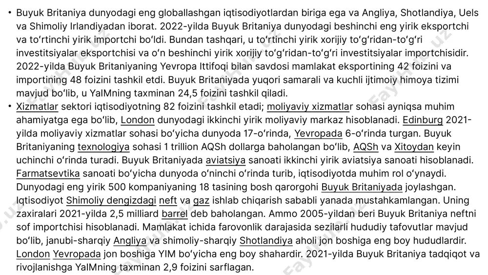 unt sterling. to'g'ridan-to'g'ri xorijiy investitsiyalar (fdi): 2024-yilda taxminan 55-60 milliard funt sterling. davlat investitsiyalari: yaimning taxminan 3-3.5% ini tashkil etishi kutilmoqda. taxminan 70-80 milliard funt sterling. xususiy sektor investitsiyalari: yaimning taxminan 14-15% ini tashkil etishi kutilmoqda. taxminan 330-350 milliard funt sterling. ilmiy tadqiqotlar va ishlanmalar (r&d): yaimning taxminan 2.4-2.5% ini tashkil etishi kutilmoqda. taxminan 55-60 milliard funt sterling. infratuzilma investitsiyalari: 2024-yilda taxminan 30-35 milliard funt sterling. . by really great site yashil" energiya va barqaror rivojlanish loyihalariga investitsiyalar: taxminan 20-25 milliard funt sterling. raqamli texnologiyalar va innovatsiyalarga investitsiyalar: taxminan 15-20 milliard funt sterling. mintaqaviy rivojlanish investitsiyalari ("levelling up" dasturi doirasida): taxminan 5-7 milliard funt sterling. fintech va moliyaviy xizmatlarga investitsiyalar: taxminan 10-12 milliard funt sterling. sog'liqni saqlash va biotexnologiyaga investitsiyalar: taxminan 8-10 milliard funt sterling. kichik va o'rta biznesni qo'llab-quvvatlash uchun investitsiyalar: taxminan 5-6 milliard funt sterling image1.jpeg image2.png image3.svg image4.png image5.svg image6.jpeg image7.png image8.png image9.png image10.png image11.png image12.png image13.png …