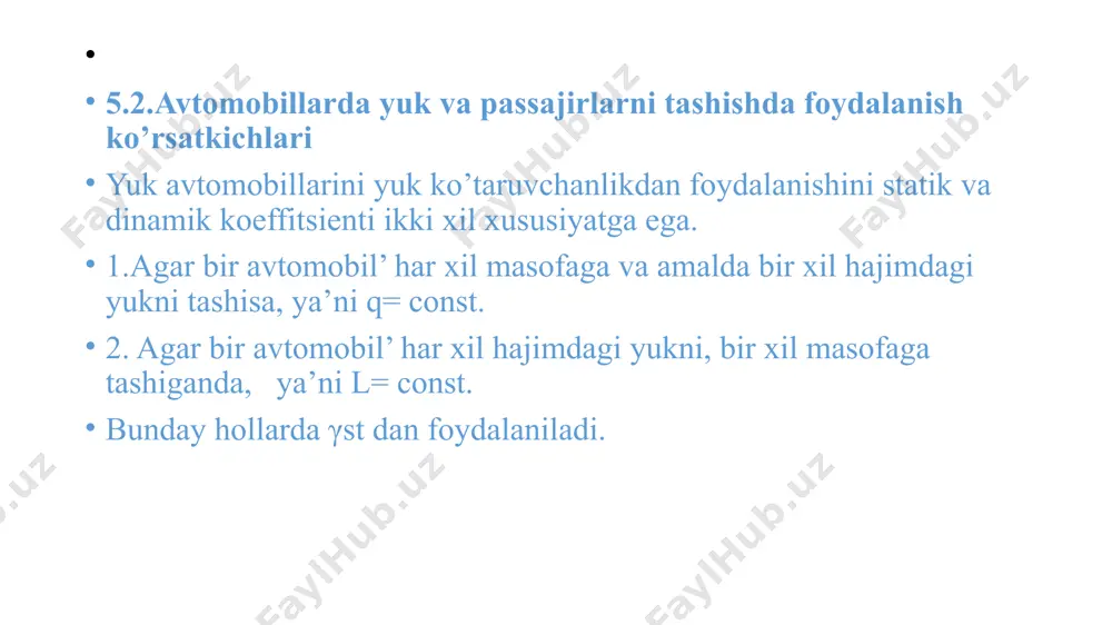 avtomobil transportining asosiy ko`rsatkichlari - Page 3