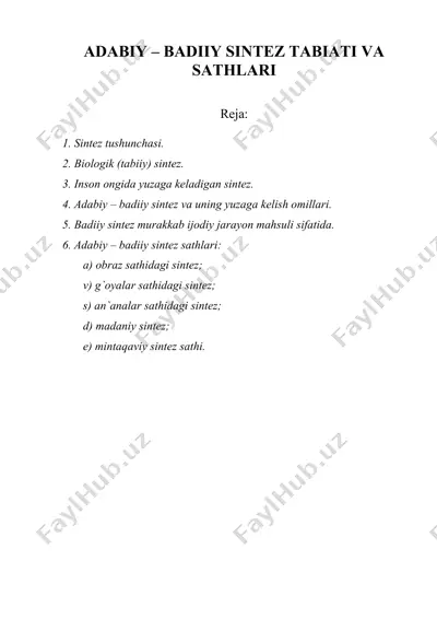 аdаbiy – bаdiiy sintеz tаbiаti va sathlari — DOC