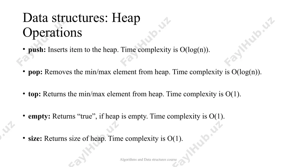 es: heap operations: node deletion algorithms and data structures course 2 4 5 3 5 9 10 40 12 need to delete minimal element: 6 data structures: heap operations: node deletion algorithms and data structures course 2 4 5 3 5 9 10 40 12 need to delete minimal element: swap min element with the last element 6 data structures: heap operations: node deletion algorithms and data structures course 6 4 5 3 5 9 10 40 12 need to delete minimal element: swap min element with the last element 2 data structures: heap operations: node deletion algorithms and data structures course 6 4 5 3 5 9 10 40 12 need to delete minimal element: swap min element with the last element delete last element 2 data structures: heap operations: node deletion algorithms and data structures course 6 4 5 3 5 9 10 40 12 need to delete …