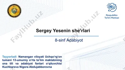sergey yesenin she’rlari — PPTX