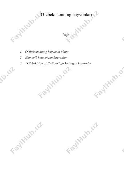 o`zbekistonning hayvonot olami — DOC