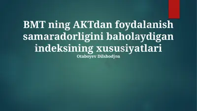 bmt ning aktdan foydalanish samaradorligini baholaydigan indeksining xususiyatlari — PPTX