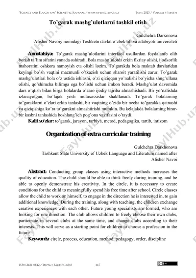 to’garak mashg’ulotlarni tashkil etish — PDF