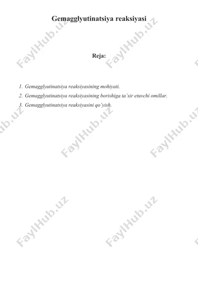 gemagglyutinatsiya reaksiyasi — DOCX