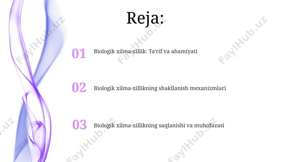 a'minlaydi. biologik xilma-xillik 100 000 dan ortiq o'simlik va hayvon turlarining oziq-ovqat, dori-darmon va boshqa resurslar manbai bo'lib xizmat qiladi, bu insoniyat taraqqiyoti uchun juda muhimdir. biologik xilma-xillikni saqlash muammolari iqlim o'zgarishi, 2°c dan ortiq global haroratning oshishi natijasida biologik turlarning 30% ga yaqini yo'q bo'lish xavfi ostida qoladi. tabiiy resurslardan ortiqcha foydalanish, ya'ni hayvonot dunyosi va o'simlik dunyosining noqonuniy ov va o'rmonlarni kesish kabi harakatlar biologik xilma-xillikka jiddiy tahdid soladi. inson faoliyati va xilma-xillik sanoat chiqindilari va ifloslanish tufayli 200 dan ortiq suv havzalari ekologik muvozanati buzilgan, bu suv organizmlarining 50% gacha qismini yo'qolishiga olib keladi. qishloq xo'jaligidagi monokultura usullari 30% gacha genetik xilma-xillikni yo'qotadi, bu esa o'simliklarni kasalliklarga va iqlim o'zgarishlariga chidamliligiga salbiy ta'sir qiladi. geografik izolyatsiya alp tog'lari kabi geografik to'siqlar 5 millionga yaqin yil davomida turli xil o'simlik va hayvon turlarining izolyatsiyasiga va keyinchalik yangi turlarining paydo bo'lishiga olib kelgan. geografik izolyatsiya populyatsiyalarni 1000 km dan …