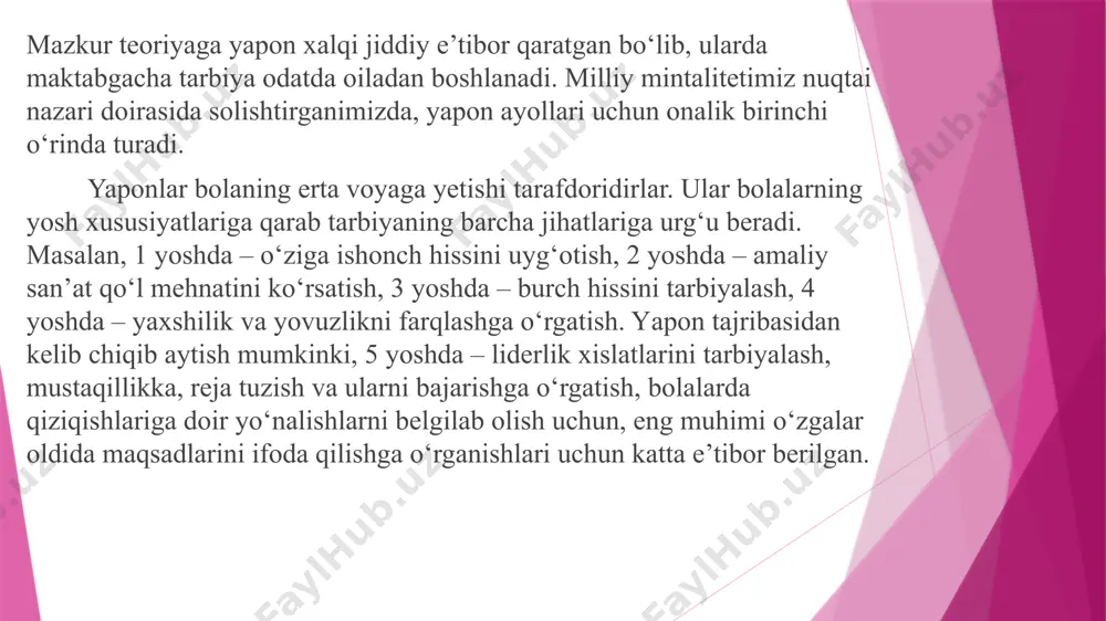 d. bu maktablarning o‘quv dasturlari davlat maktablari o‘quv dasturlariga birmuncha mos keladi, lekin o‘qitish yuqori darajada amalga oshiriladi. masalan, kam sonli o‘quvchilarga ko‘p o‘qituvchilarning jalb etilishi, qo‘shimcha fanlarning kiritilishi, umuman ta’limning yuqori standartlarga egaligi va h.k. shu bois ko‘pchilik ota-onalar o‘z farzandlarini xususiy maktabga berishga intiladilar. lekin bunday maktablarda o‘qish narxining balandligi ota-onalarni o‘ylantirib qo‘yadi. /docprops/thumbnail.jpeg