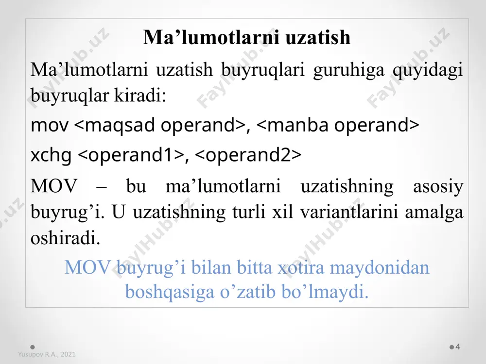 11-mavzu: assembler tili operatorlari - Page 4
