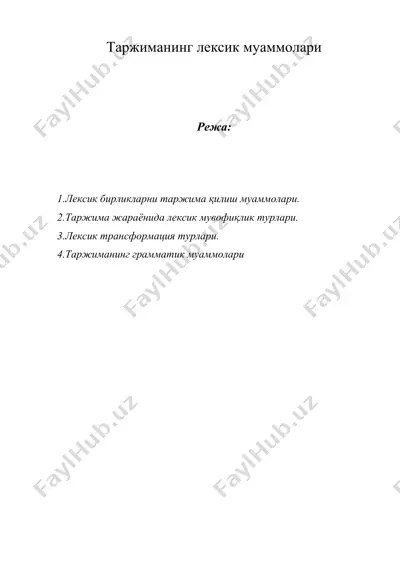 таржиманинг лексик муаммолари — DOC