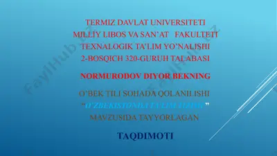 o'zbekistonda ta'lim tizimi mavzusida taqdimoti — PPTX