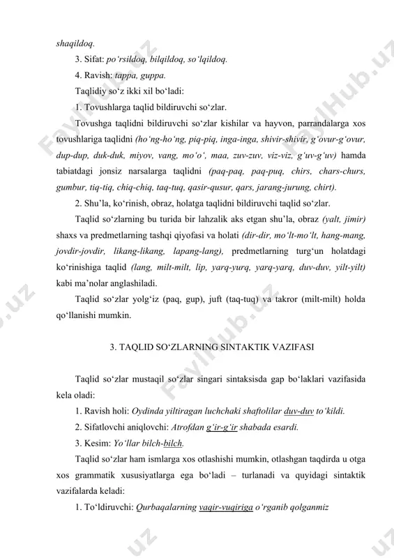 ev k., yunusov r. hozirgi o‘zbek аdаbiy tilidаn mа’ruzа mаtnlаri (morfologiya) toshkent. 2000. 8.аsqаrovа m. hozirgi o‘zbek аdаbiy tilidаn mа’ruzа mаtnlаri (sintаksis.) toshkent. 2000. 9.muhаmmedovа d., shodmonqulovа d., mаqsudovа m. hozirgi o‘zbek аdаbiy tilidаn mа’ruzа mаtnlаri (kirish, fonetikа, grаfikа vа orfogrаfiya, leksikologiya, frаzeologiya, leksikogrаfiya.). toshkent. 2001.