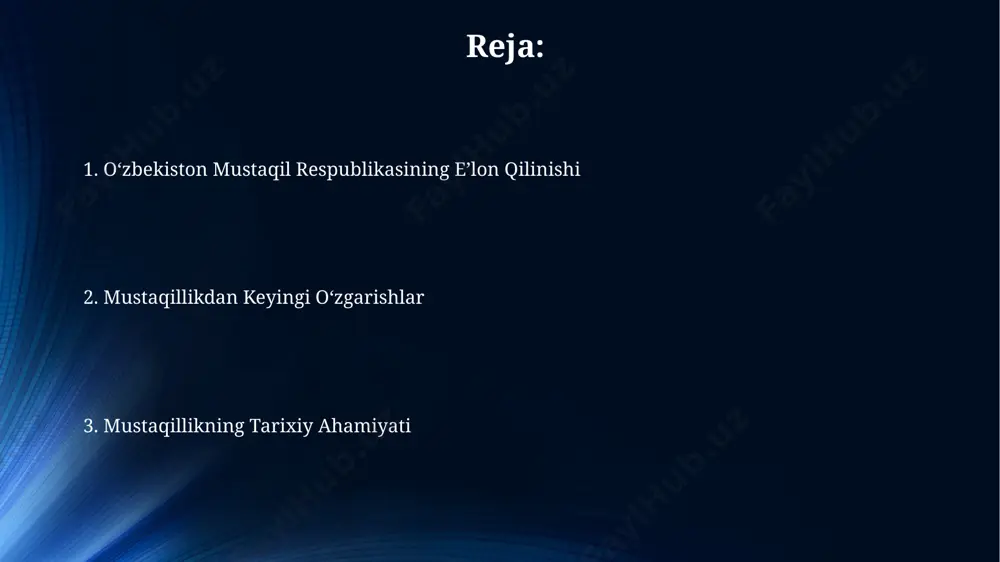 joylarda aholi punktlariga elektr energiyasi va gaz ta’minoti kengaytirildi, bu esa 3 million dan ortiq odamning turmush sifatini yaxshilashga yordam berdi. mustaqillikdan keyingi 20 yil ichida, toshkentda 100 dan ortiq yangi maktab va 50 dan ziyod madaniyat saroyi qurildi, bu ta’lim va madaniyat sohasidagi sezilarli oʻsishni koʻrsatadi. sovet davri va milliy ozodlik harakati 1980-yillarning oxirida, toshkent va samarqand kabi yirik shaharlarda milliy ozodlik harakati faollashdi, 200 dan ortiq namoyishlar va norozilik aktsiyalari bo'lib o'tdi. sovet davrida, ayniqsa, 1920-30 yillarda, o'zbekistonning qishloq xo'jaligi kollektivlashtirildi, natijada millionlab dehqonlar yerlaridan mahrum bo'lishdi va ocharchilik yuz berdi. hozirgi davr muammolari va istiqbollari ta'lim tizimini isloh qilish va raqamli iqtisodiyotga oʻtish, toshkent shahridagi it-kompaniyalar sonining 2025-yilga kelib 30% ga oʻsishi bilan bogʻliqdir. oʻzbekistonning 2030-yilga kelib yalpi ichki mahsulotini 2 barobar oshirish maqsadi, jumladan, andijon viloyati kabi mintaqalarning iqtisodiy rivojlanishiga bogʻliq. mustaqillikning ijobiy va salbiy tomonlari mustaqillikdan keyin o'zbekiston 1991 yildan boshlab 120 dan ortiq davlat …