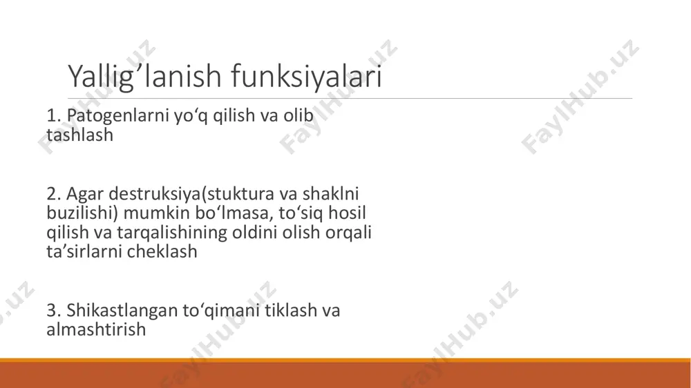 ta’sirlanishining natijasi sifati da tomirlarning qisqa muddatli spazmi paydo bo‘ladi. spazm ketidan kapillyarlar va arteriolalarning kengayishi ro‘y berib, yallig‘langan o‘choqqa qon oqib kelishi kuchayadi – arterial giperemiya vujudga keladi. qon oqib kelishining kuchayishi yallig‘lanishning ikki asosiy belgisini: qizarish va haroratning ko‘tarilishini paydo qiladi. haroratning ko‘tarilishiga moddalar almashinuvining kuchayishiga ham imkon beradi. yallig‘lanishning keyingi davrida qon oqimining buzilishi kuchayadi, arterial giperemiya qonning turg‘unligi, hatto qon oqimining butunlay to‘xtab qolishi – staz bilan almashinadi. qon oqimining borgan sari sekinlashib borishiga quyidagilar sabab bo‘ladi: qon oqimining borgan sari sekinlashib borishiga quyidagilar sabab bo‘ladi: 1. tomirlarning nerv – mushak apparatini falajlanishi va ular tonusining pasayishi. 2. yallig‘lanish sohasida suyuqlikning bir qismini tomirdan tashqariga chiqishi natijasida qonning quyuqlashishi va yopishqoqligining ortishi ro‘y beradi. 3. to‘qimalarning borgan sari shishib borishi tufayli mayda venalarning qisman ezilishidan kelib chiqadigan qon oqimiga mexanik qarshilik hosil bo‘lishi. 4. yallig‘lanish o‘chog‘ida tromblar hosil bo‘lishi va tomirlarning tiqilib qolishi. 5. tomirning kengayishi …