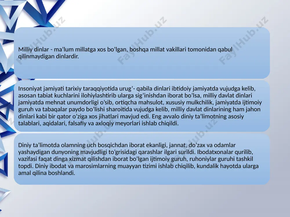 ’pchilk tomonidan tan olingan bo’lsada, ko’psonli e’tiqod qiluvchilar orasida o’ziga yarasha farqli va umumiy bo’lgan jihatlariga egadir. hinduizmda eng avvalo vedalar muqaddas bo’lib hisoblanadi.undan keyin “maxabxarata” singari xalq og’zaki ijodi namunalari ham muqaddas yozuvlar qatoriga qo’shiladi.hinduizm dinida braxmanlar asosiy, imtiyozli kasta bo’lib hisoblanadi.hinduizmga taalluqli bo’lgan adabiyotlarning ko’pchiligi braxmanlar tomonidan yaratilgan. braxmanlar hinduizmni zamon talablariga moslashtirib, yangi qonun- qoidalarni ishlab chiqib turli oqimlarni yuzaga keltirdilar. hinduizmga e’tiqod qiluvchi braxmanlar turli yo’llar bilan kasta, varna tizimini tan olmagan va inkor etgan o’z raqiblari bo’lgan buddaviylarga qarshi kurash olib borganlar. shu bilan birgalikda hinduizmning braxmanizmdan farqli jihatlari ham mavjud bo’lib, braxmanizm braxmanlarning kelib chiqishi faqat oliy tabaqa vakillaridan iborat deb hisoblasa, hinduizm ta’limotiga ko’ra braxmanlar nafaqat oliy tabaqa vakillaridan, balki oddiy xalq ichidan, hatto ayollardan ham bo’lishi mumkindeb hisoblanadi. hinduizmda e’tiqod qilinuvchi asosiy xudolar trimurti ya’ni uchlikdan iborat bo’lib, unga braxma, vishnu, shiva xudolari kiradi. bu uch xudodan eng kattasi dunyoni yaratgan xudo …