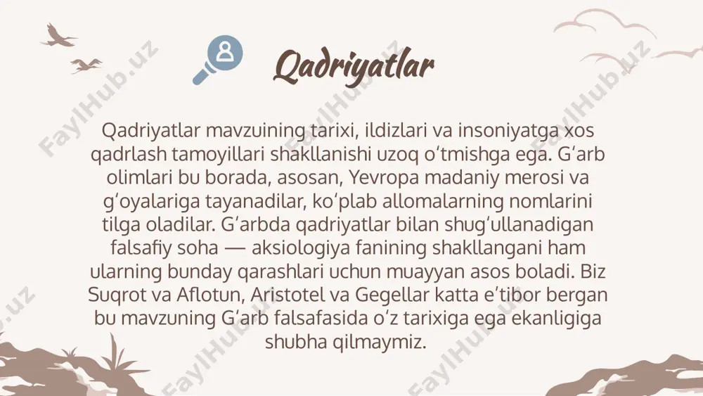 qadriyatlar falsafasi. qadriyatlarning namoyon bo'lish shakllari - Page 4