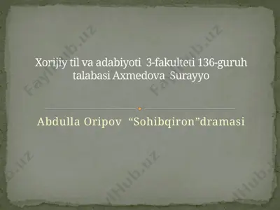 abdulla oripov “sohibqiron” dramasi — PPTX