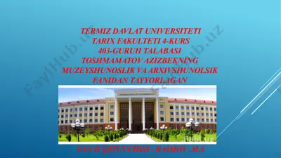 muzeylarning o‘tmish va kelajak orasidagi ko‘prik — PPTX