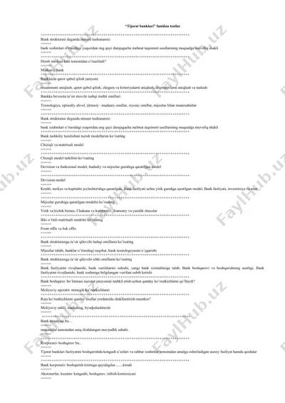 tijorat banklari fanidan testlar — DOCX