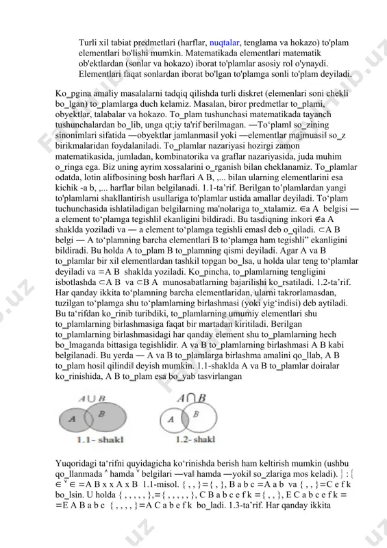 to‘plamlar va ularning berilish usullari. misollar - Page 3